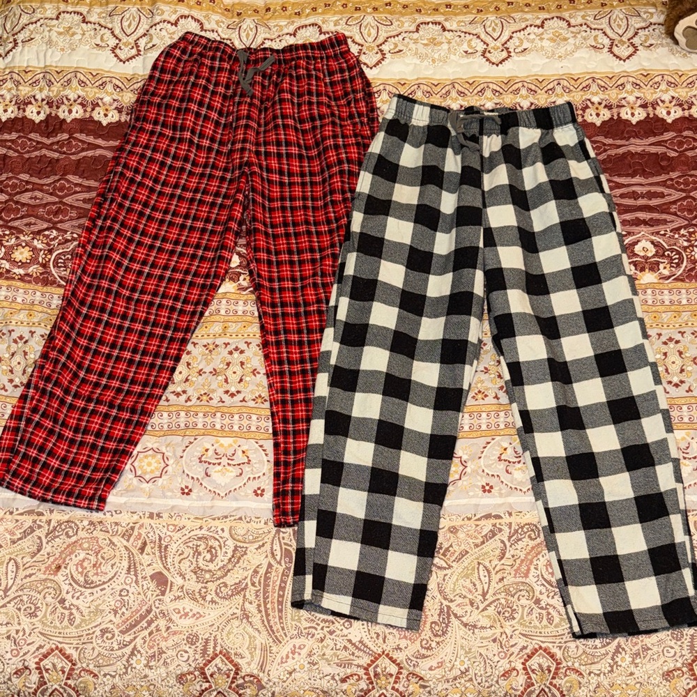 Plaid Kids Pajama Bottoms - Red and Black Checkered